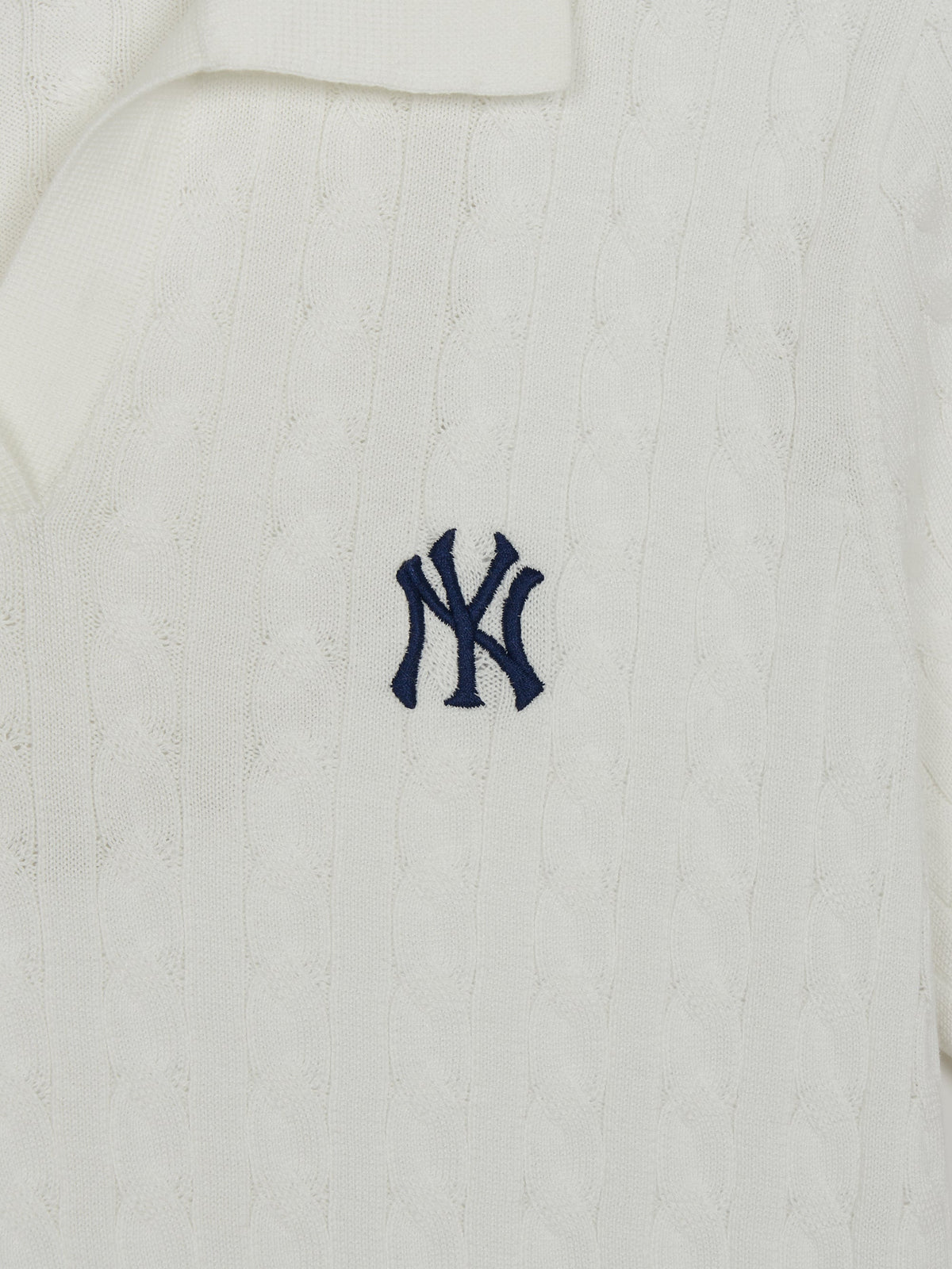 Mlb Women's Varsity Cable Open Collar Short Sleeve Knit Pullover
