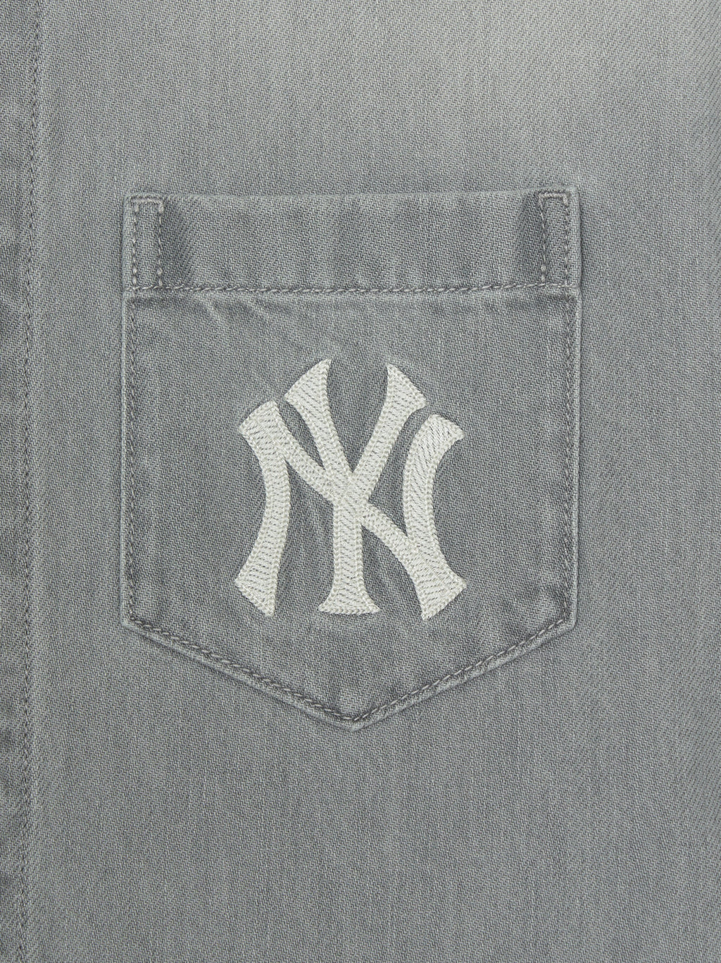 MLB Korea Basic Small Logo Summer Tencel Short Sleeve Denim Shirt