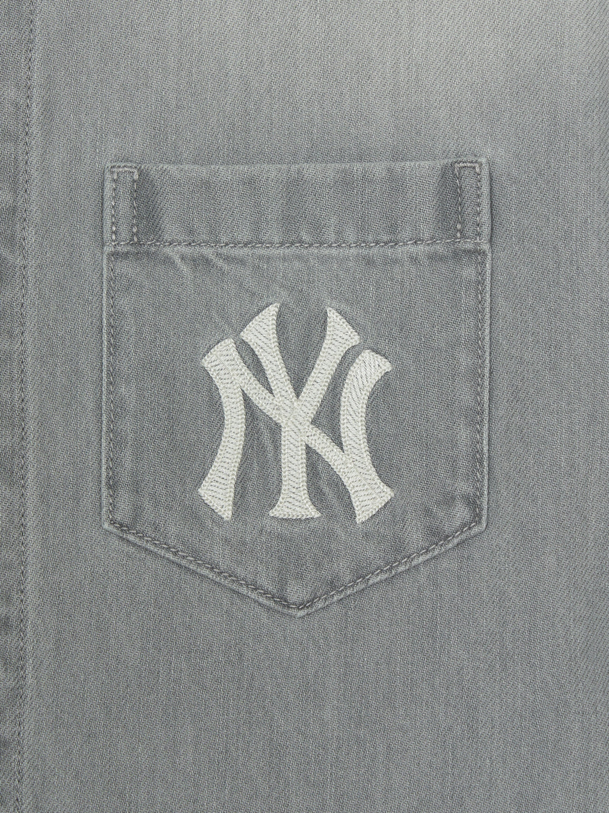 MLB Korea Basic Small Logo Summer Tencel Short Sleeve Denim Shirt