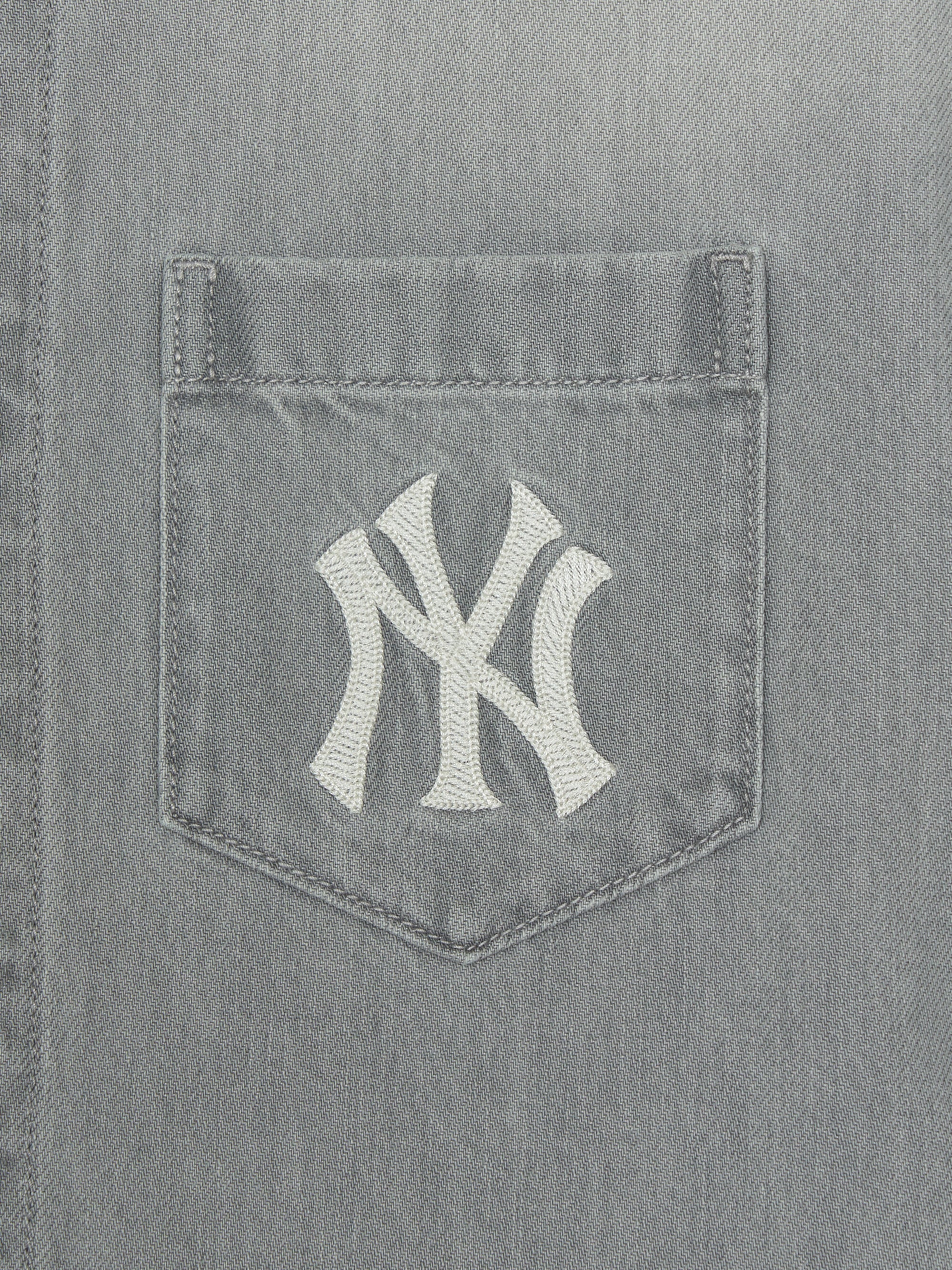 MLB Korea Basic Small Logo Summer Tencel Short Sleeve Denim Shirt