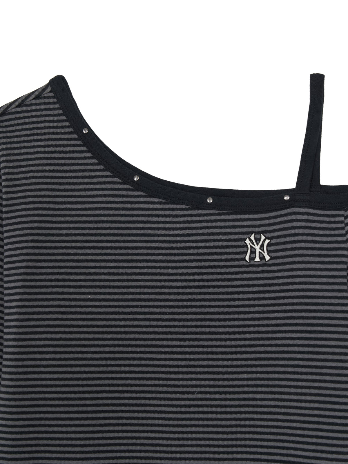 Mlb Women's Stripe Stud Point Off Shoulder Long Sleeve T-shirts