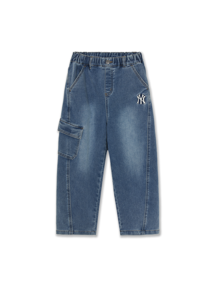 Mlb Street Curved Wide Lycra Soft Denim Pants New York Yankees