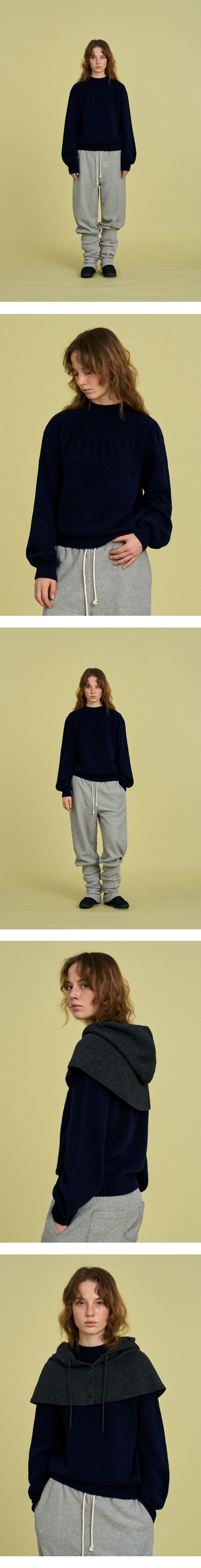 Mango Maniplease Bowl Cable Knit Navy