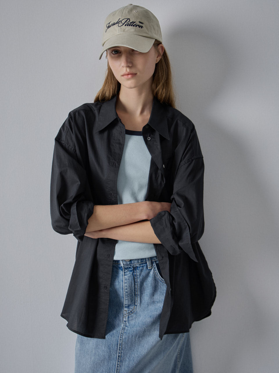Facade Pattern Boyfit Breeze Shirt charcoal
