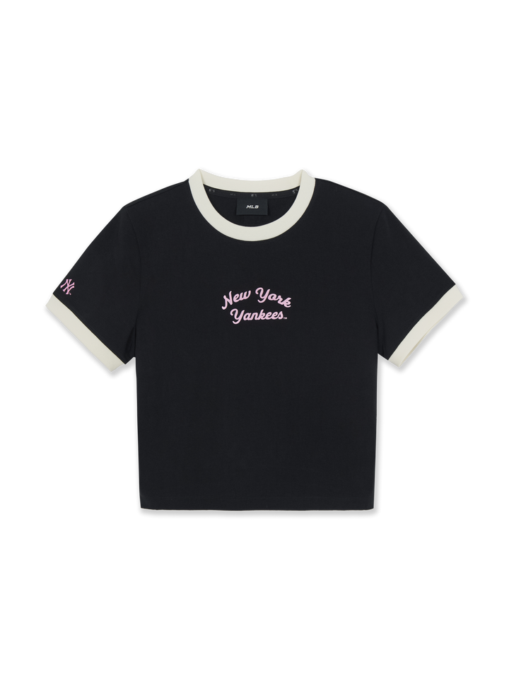 Mlb Women's Sportive Lettering Slim Crop Ringer T-shirts