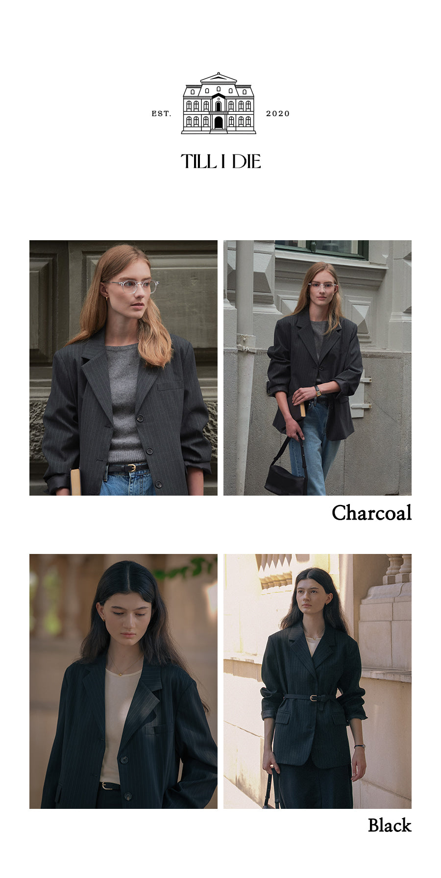 Tillidie Tailor pin stripe jacket Charcoal