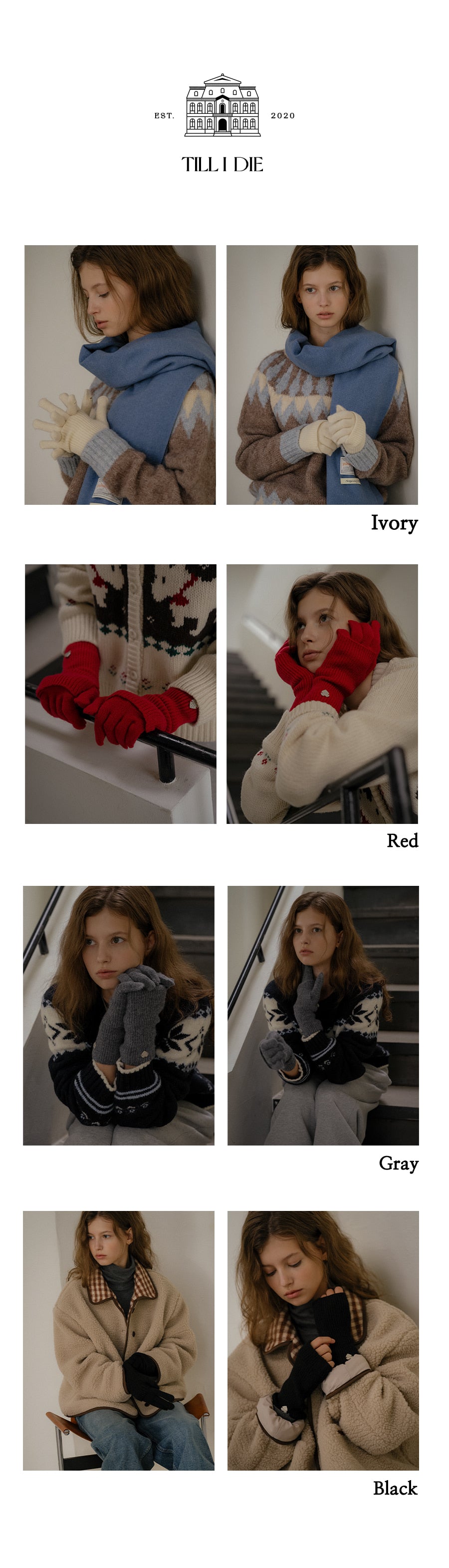 Tillidie Heart detail warmer glove set
