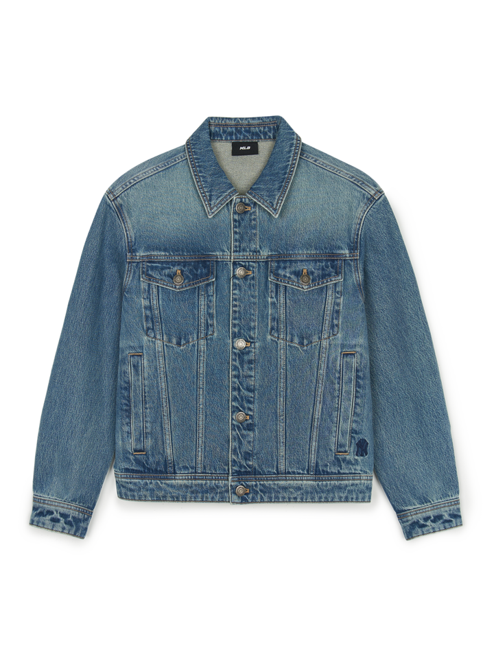 MLB Korea Mlb Hannam Vintage Lettering Denim Trucker Jacket