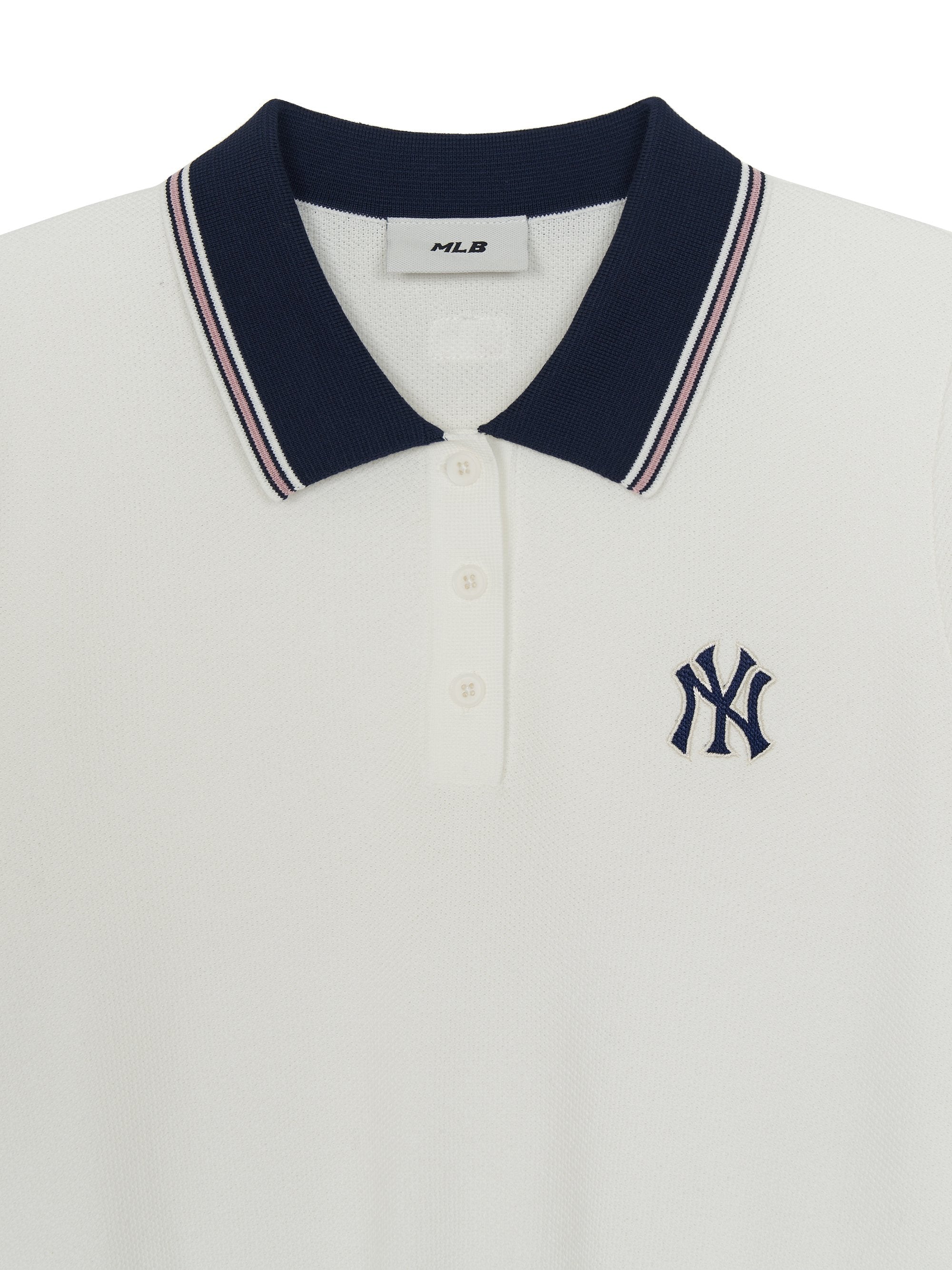 MLB Korea Women's Varsity Color Block Polo Short Sleeve Knit Pullover