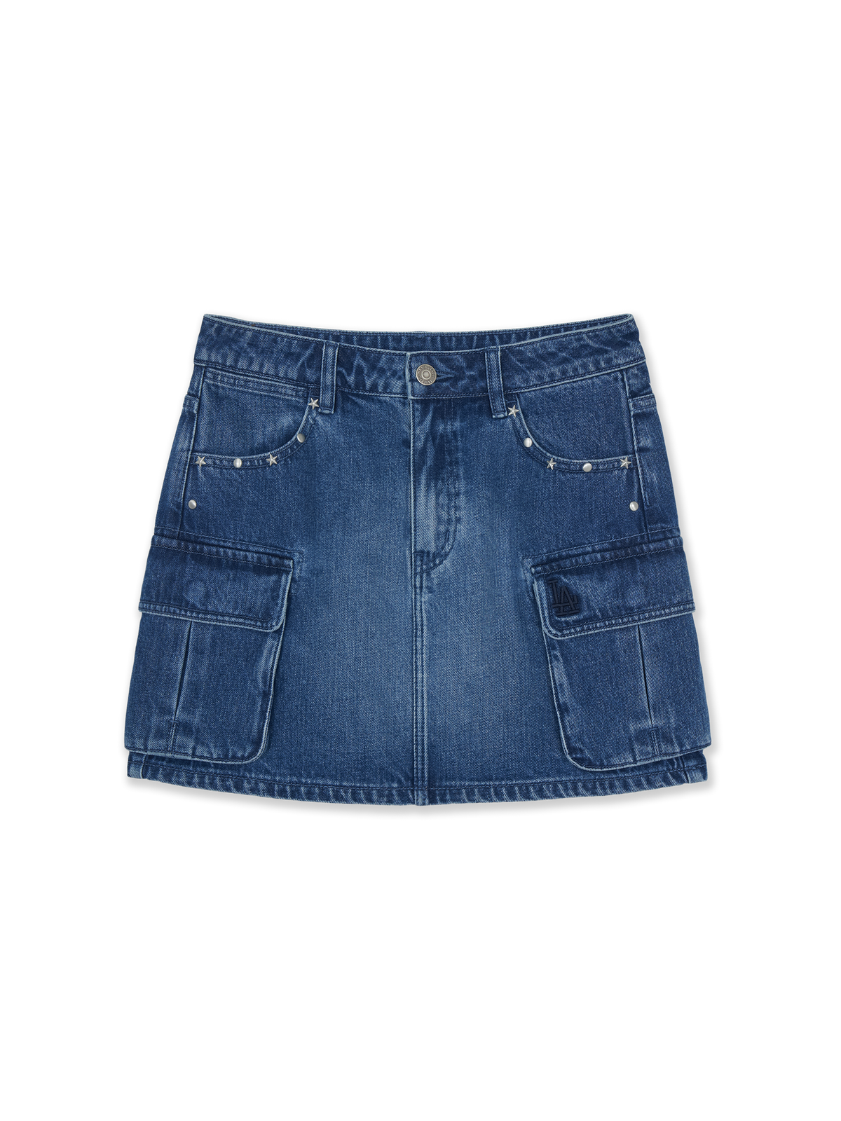 Mlb Women's Basic Small Logo Stud Denim Skirt LA Dodgers