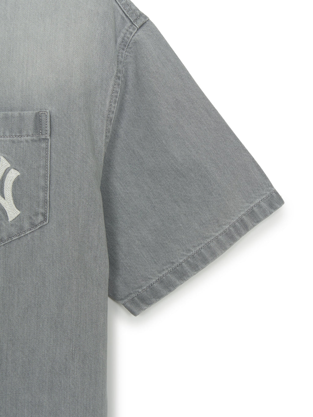 MLB Korea Basic Small Logo Summer Tencel Short Sleeve Denim Shirt