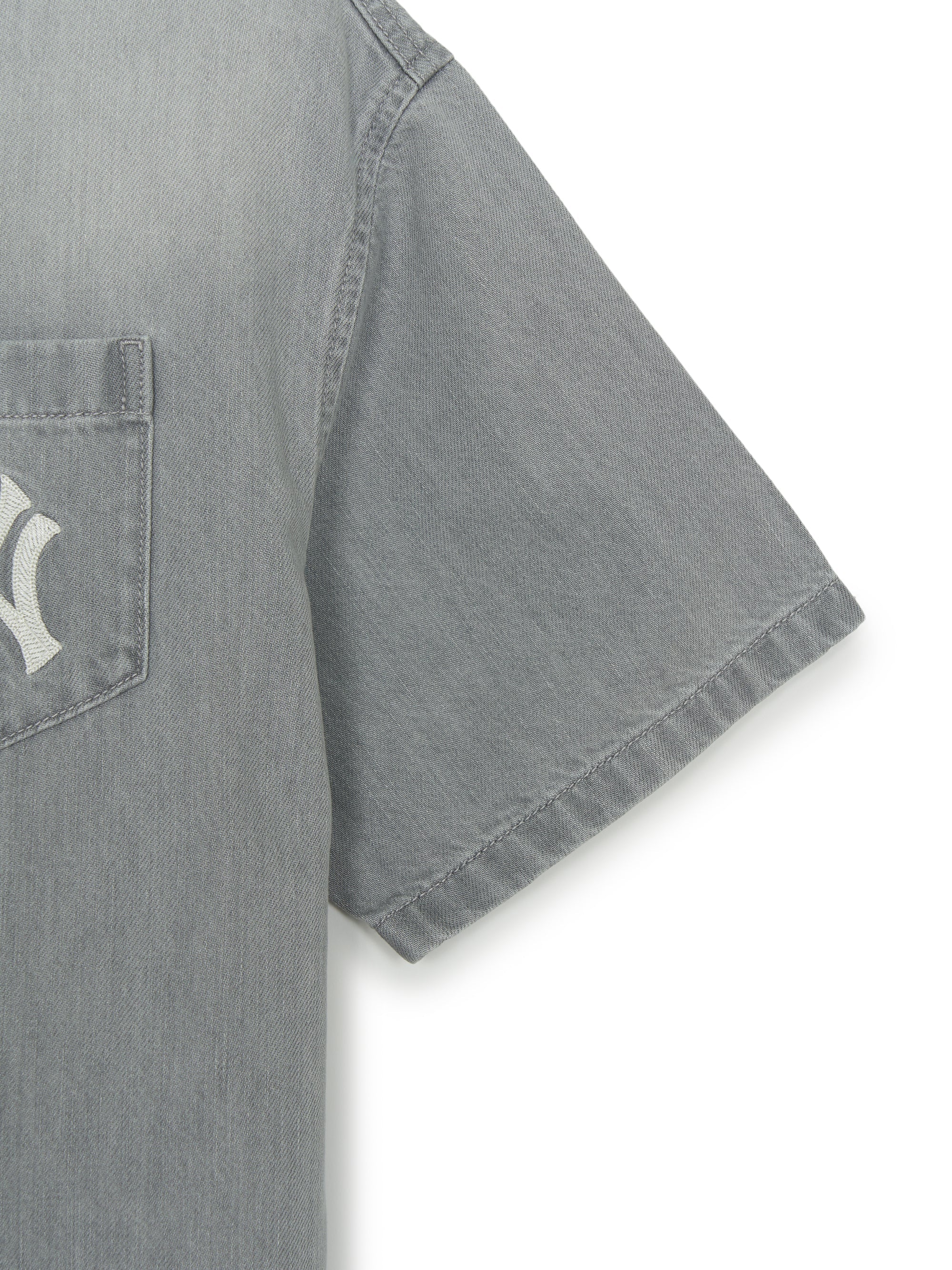MLB Korea Basic Small Logo Summer Tencel Short Sleeve Denim Shirt