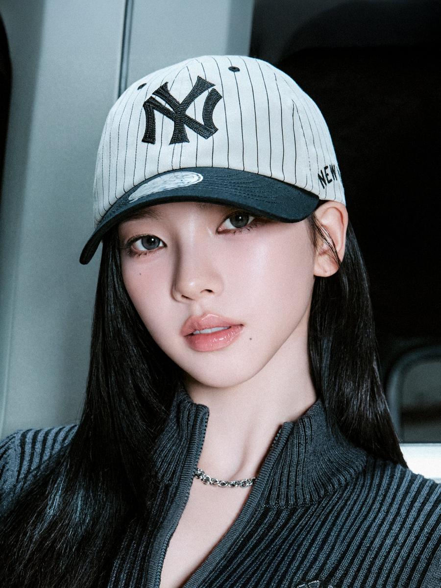 Karina PICK Signature Striped Unstructured Ball Cap New York Yankees