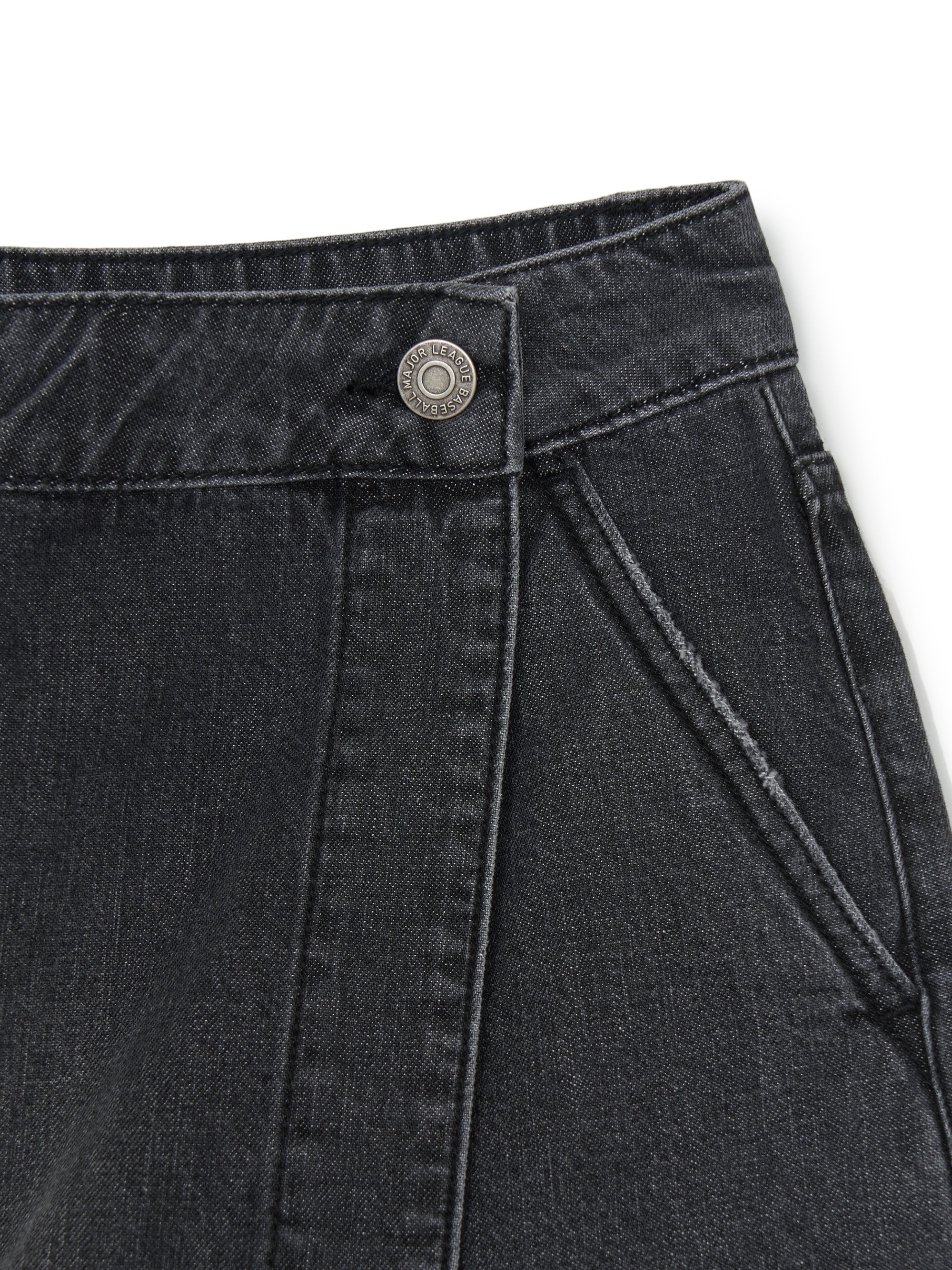 MLB Korea Women's Basic Small Logo Cargo Denim Wrap Skirt
