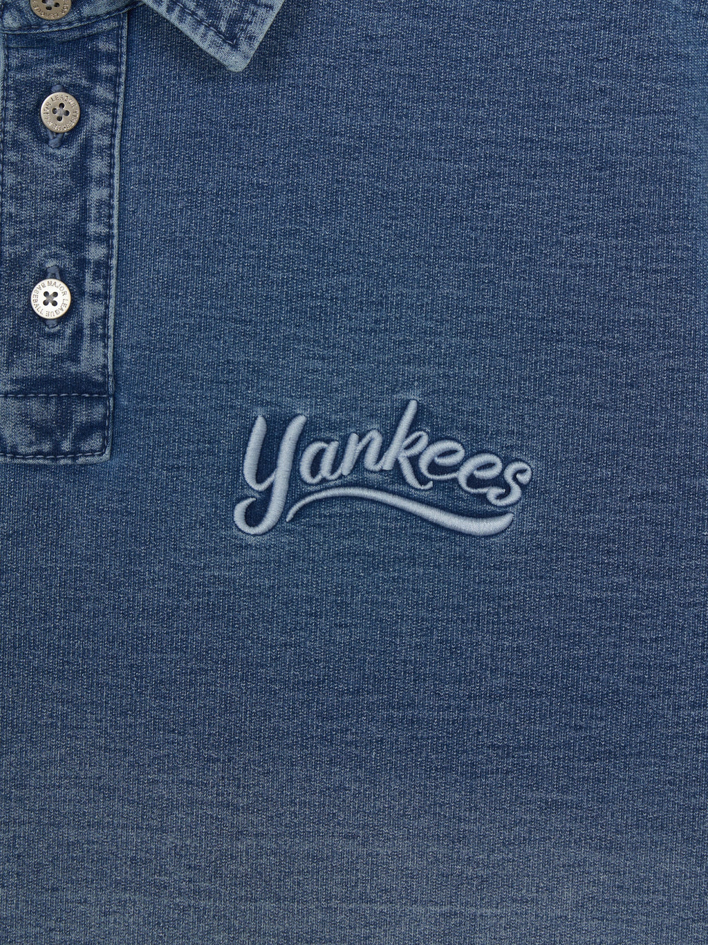 MLB Korea Basic Small Logo Stretched Denim Polo Shirt