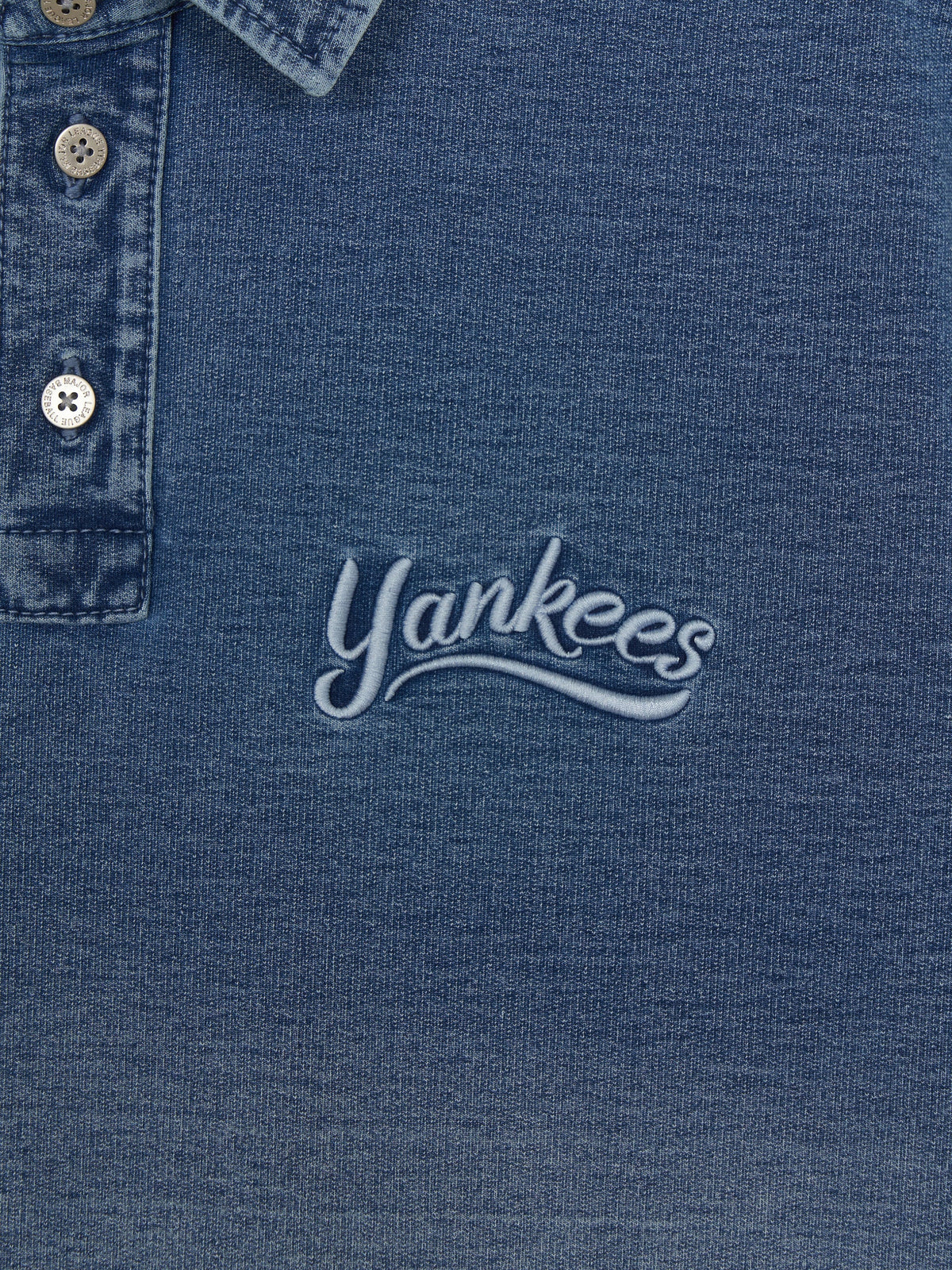 MLB Korea Basic Small Logo Stretched Denim Polo Shirt