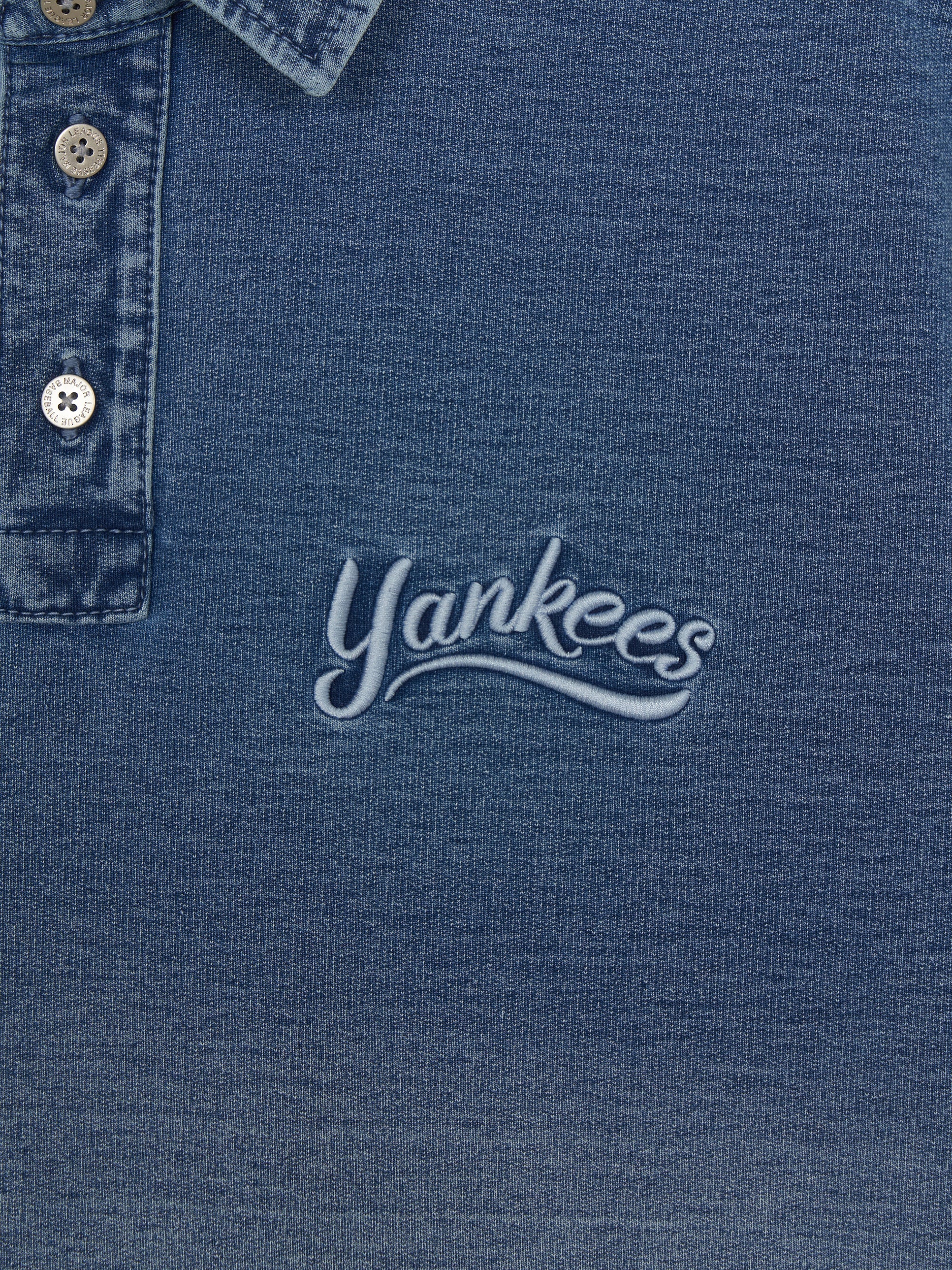 MLB Korea Basic Small Logo Stretched Denim Polo Shirt
