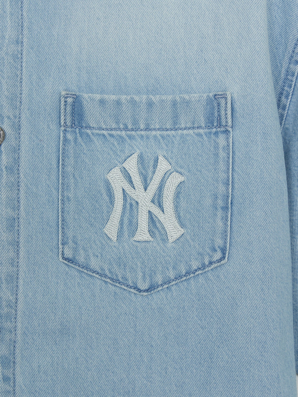 MLB Korea Basic Small Logo Summer Tencel Short Sleeve Denim Shirt
