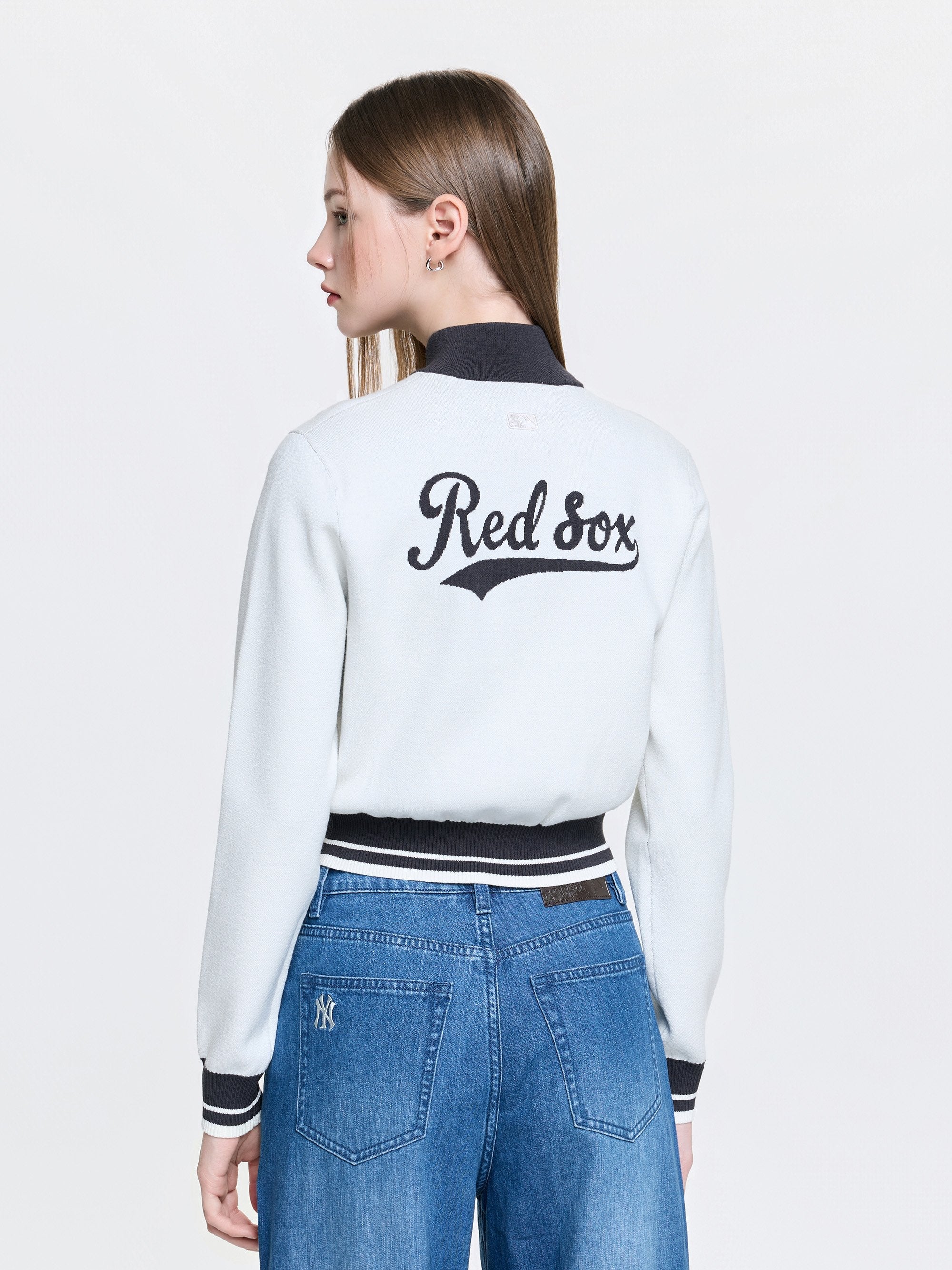 MLB Korea Women's Varsity Lettring Zip-Up Cardigan
