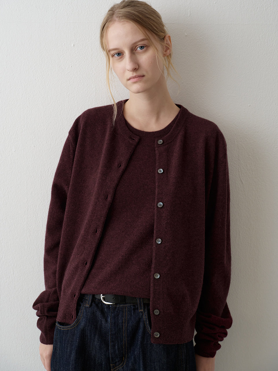 Facade Pattern Cashmere Essential Cardigan burgundy