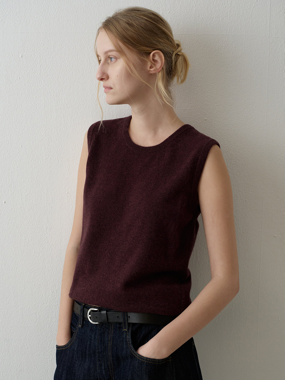 Facade Pattern Cashmere Sleeveless Knitwear