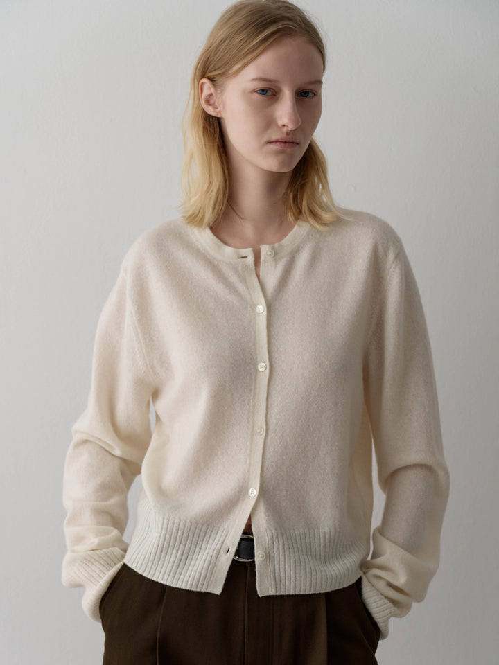 Facade Pattern Cashmere Minimal Cardigan ivory