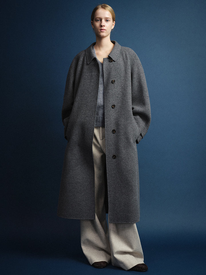 Facade Pattern Cashmere Raglan Handmade Coat charcoal