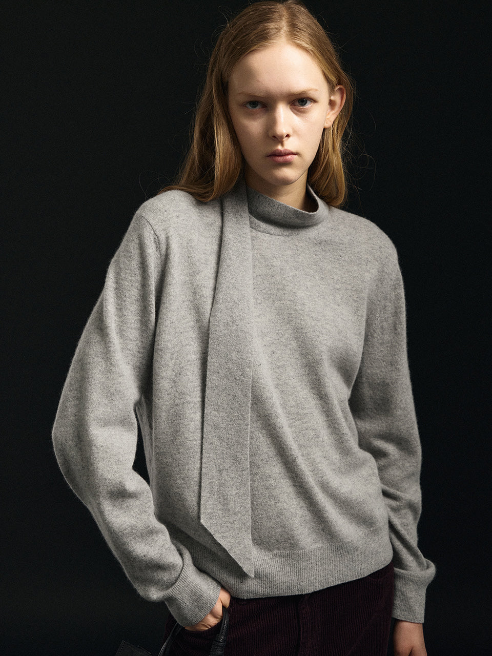 Facade Pattern Cashmere Scarf Knitwear melange grey