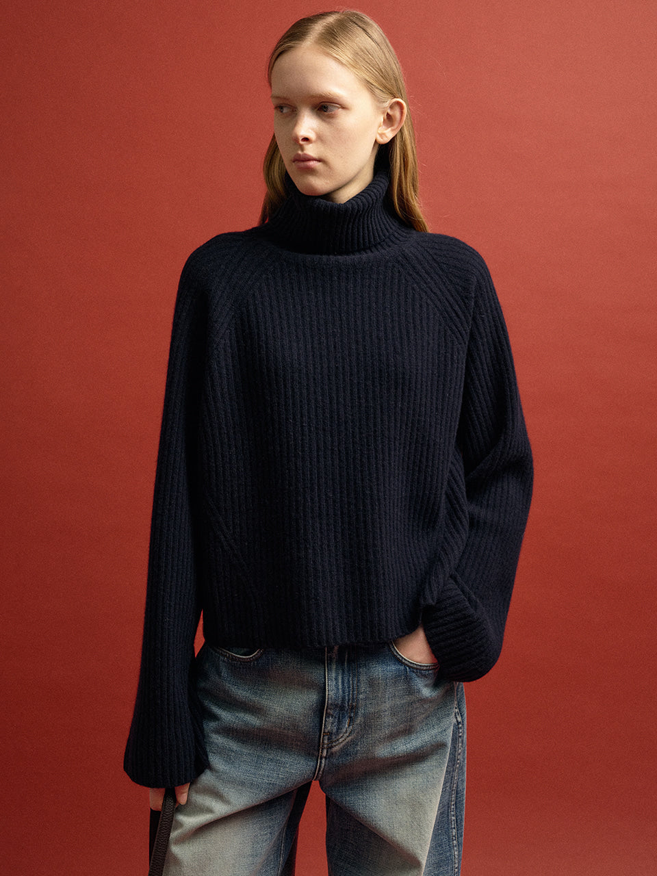 Facade Pattern Cashmere Turtleneck Knitwear navy