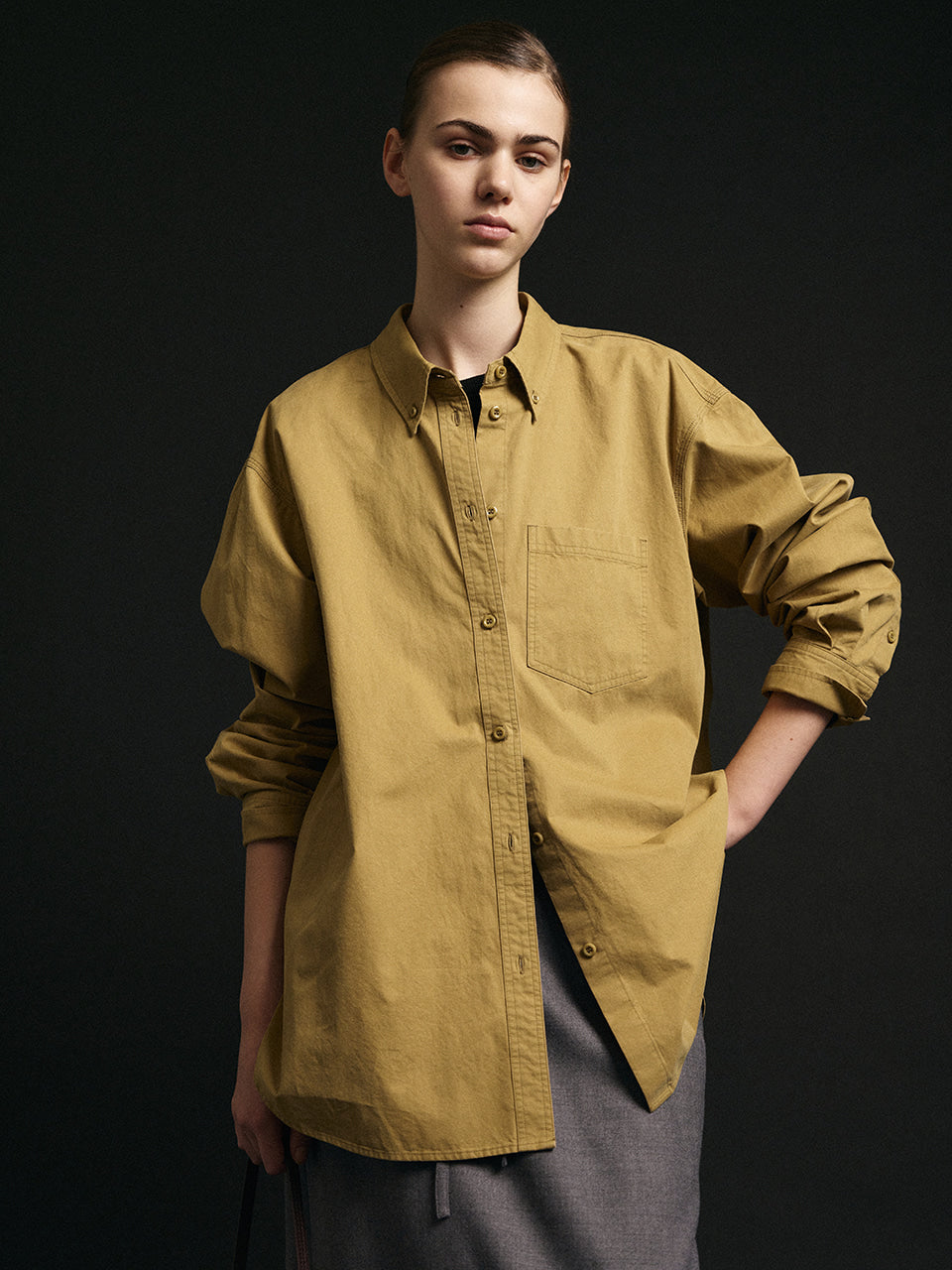 Facade Pattern Classic Button-Down Shirt camel