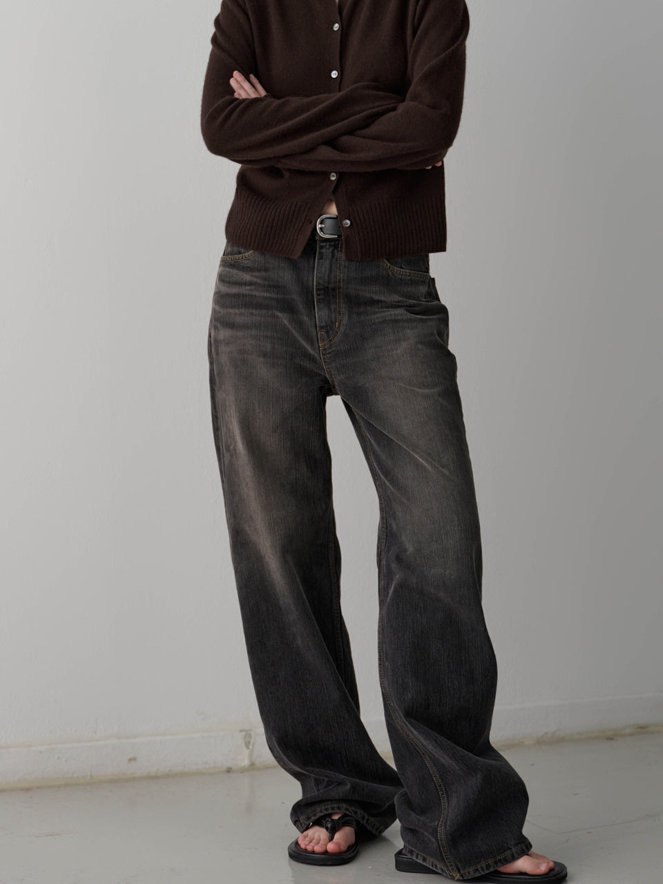 Facade Pattern Classic Straight Denim faded black