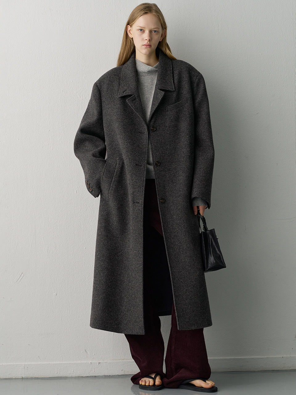 Facade Pattern Classic Wool Single Coat charcoal