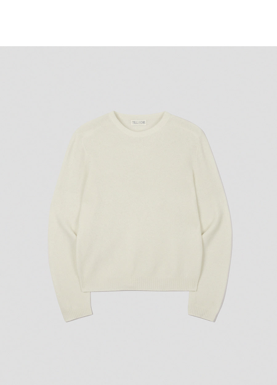 Tillidie Cashmere Blended Round Wool Knit lvory