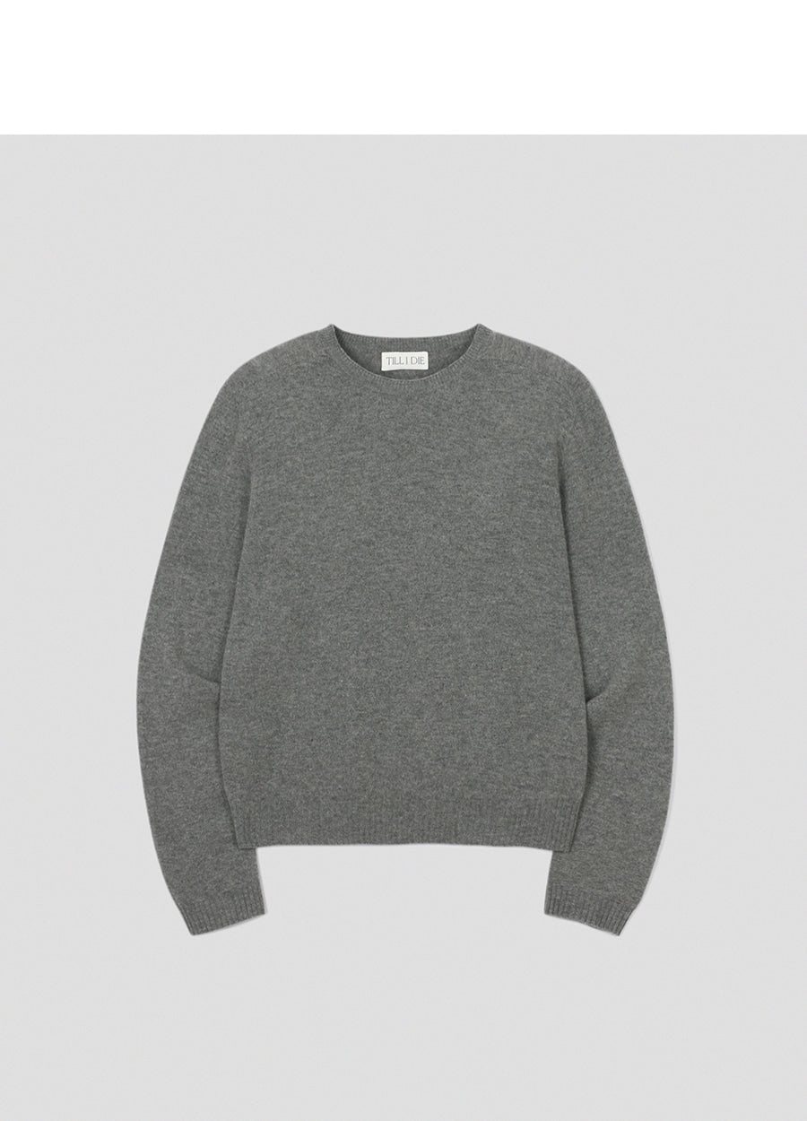 Tillidie Cashmere Blended Round Wool Knit Gray