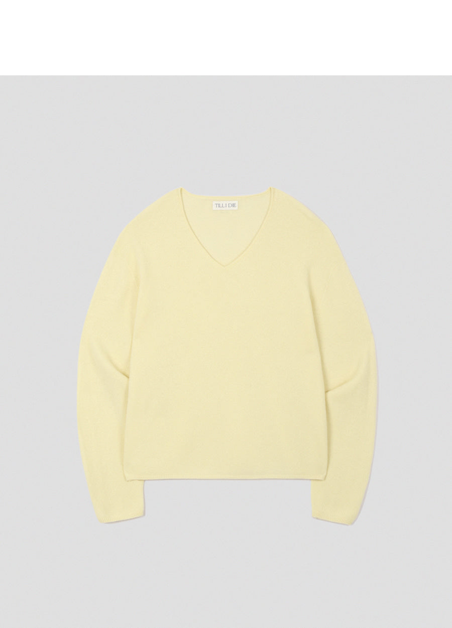 Tillidie Cashmere Blended V-Neck Wool Knit Butter