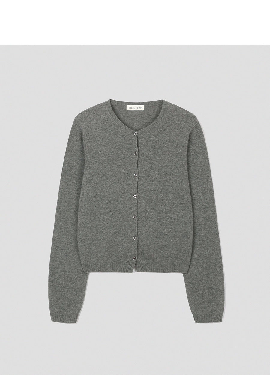 Tillidie Cashmere Blended Wool Cardigan Gray