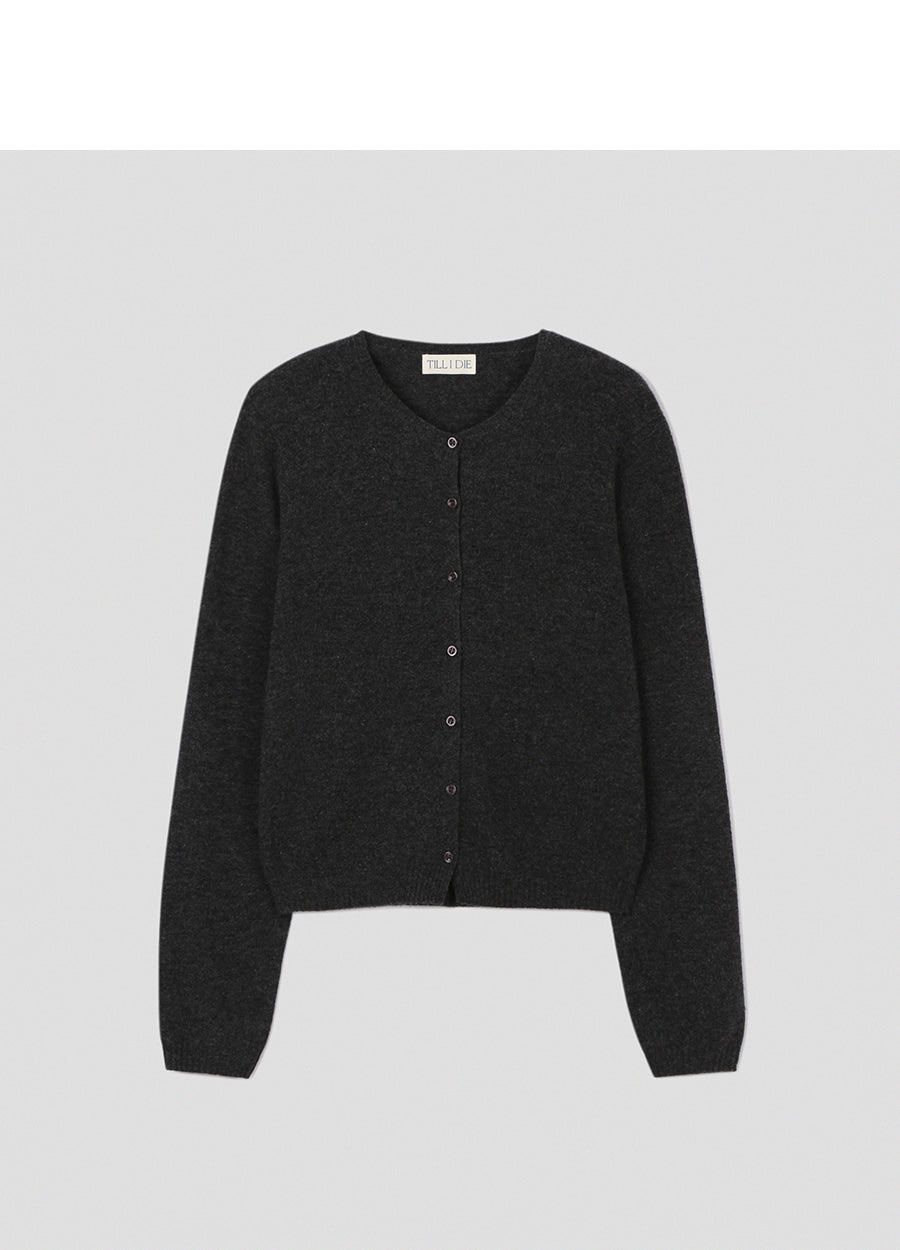 Tillidie Cashmere Blended Wool Cardigan Charcoal