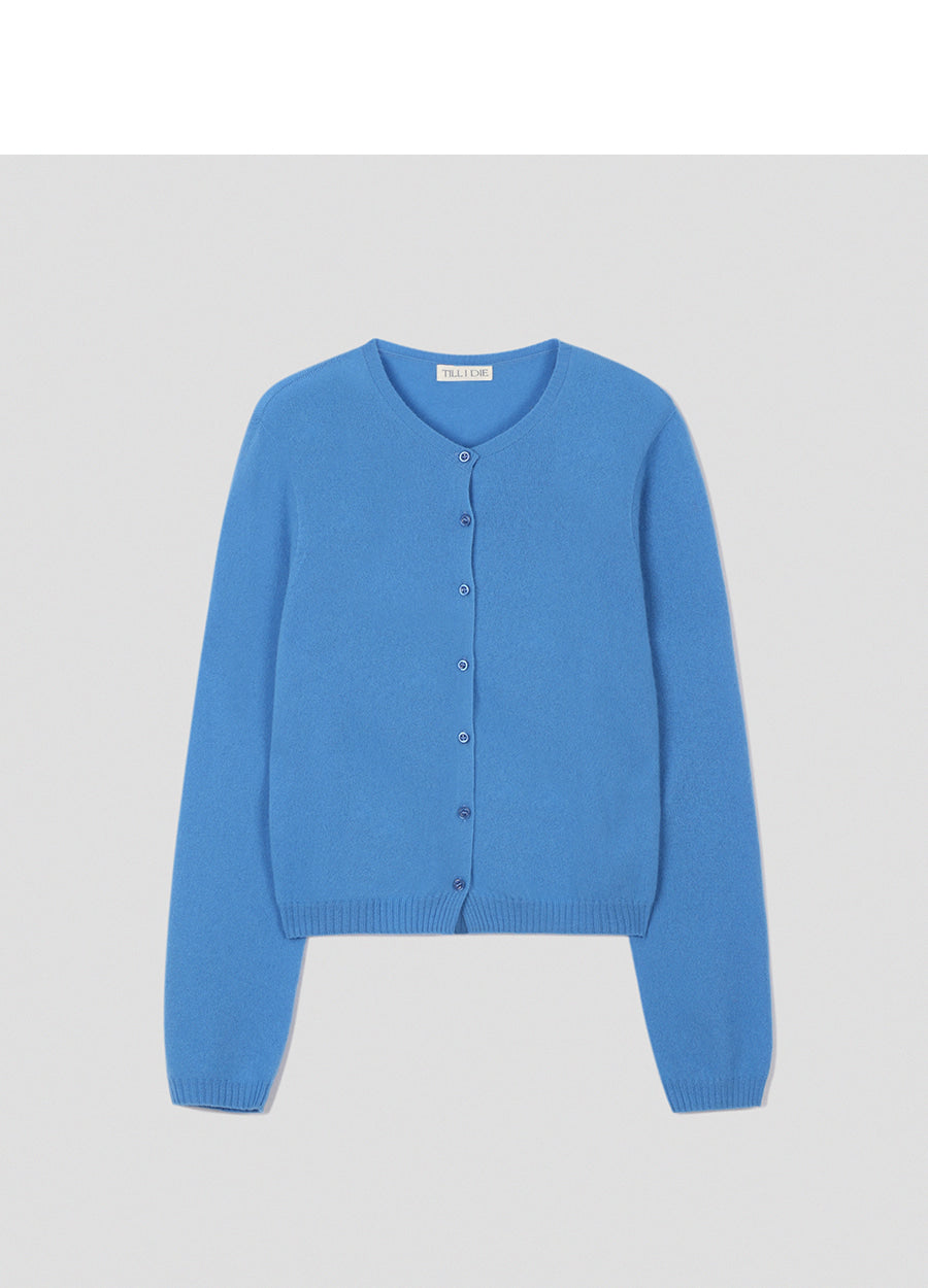 Tillidie Cashmere Blended Wool Cardigan Blue