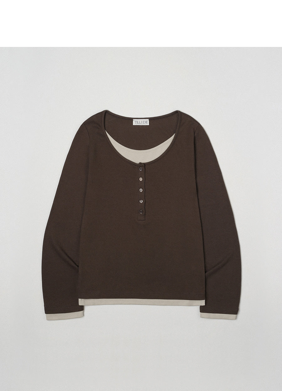 Tillidie Henry Layered Modal Tee Brown