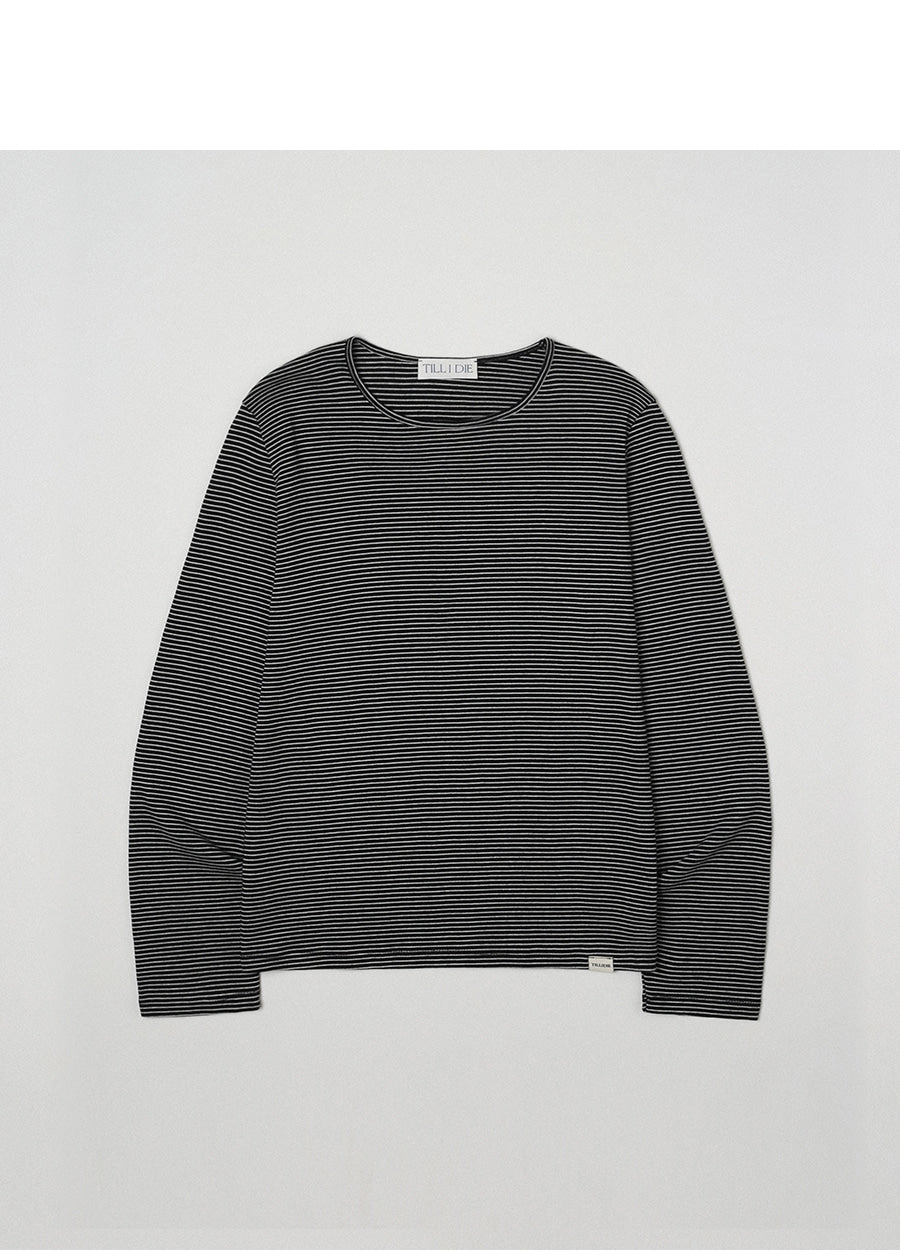 Tillidie Stripe Cotton Tee Black