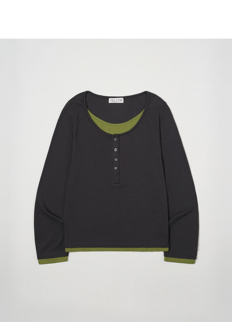 Tillidie Henry Layered Modal Tee Charcoal
