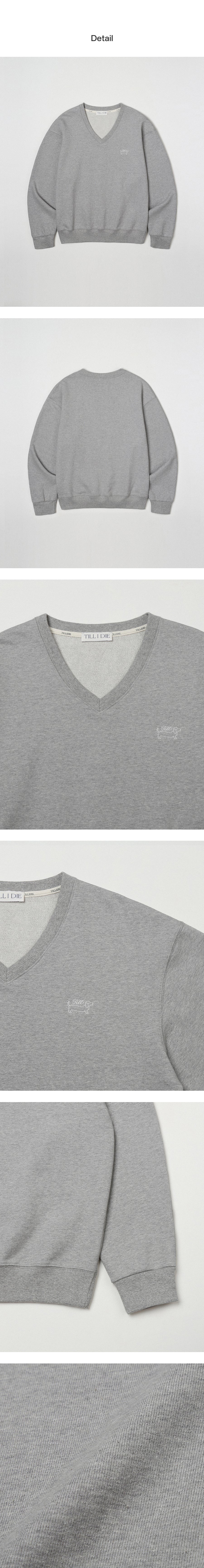 Tillidie Loose Fit V-Neck Sweatshirt Melange gray