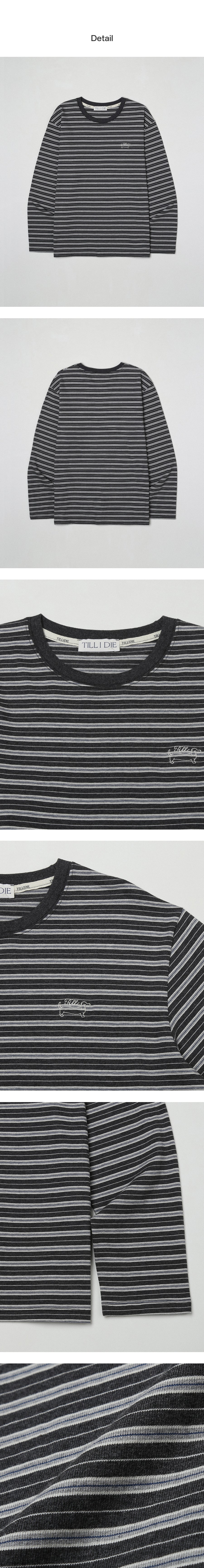 Tillidie Stripe Logo Oversized Tee Charcoal