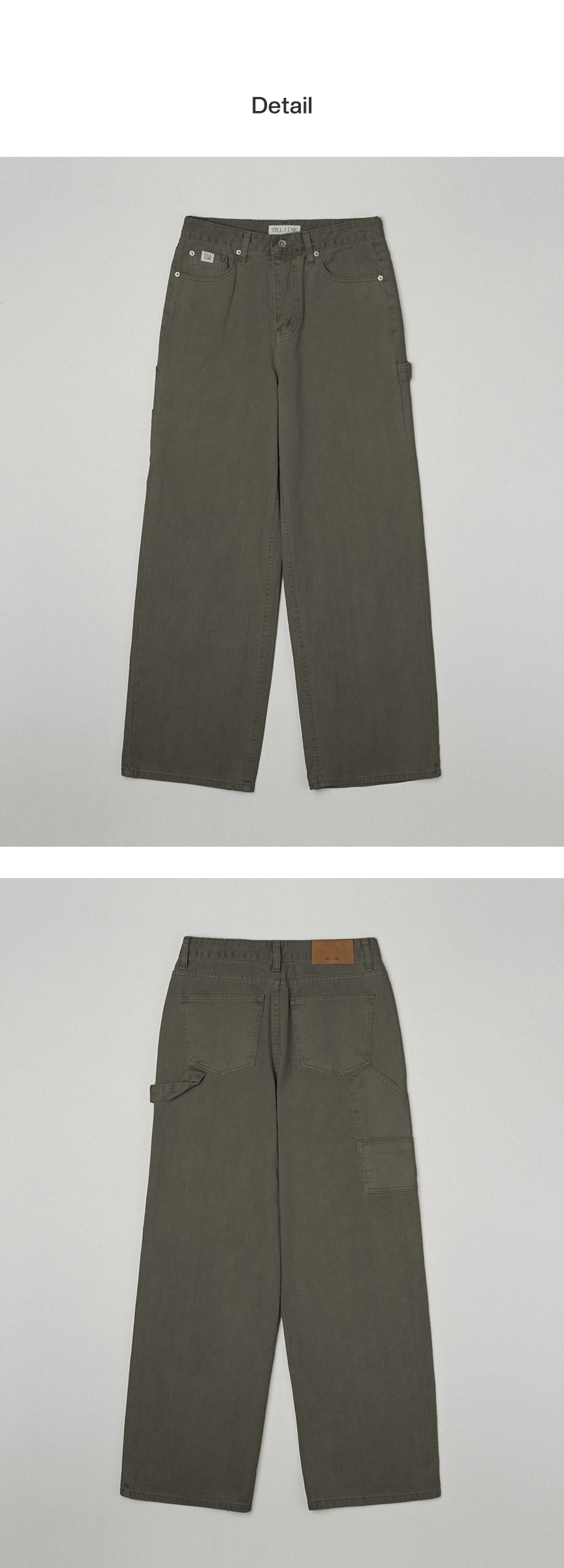 Tillidie Cargo Dyeing Denim Pants Khaki