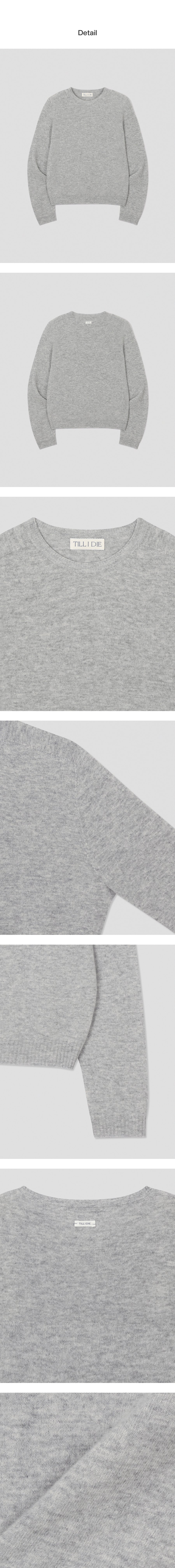 Tillidie Cashmere Blended Round Wool Knit Light gray