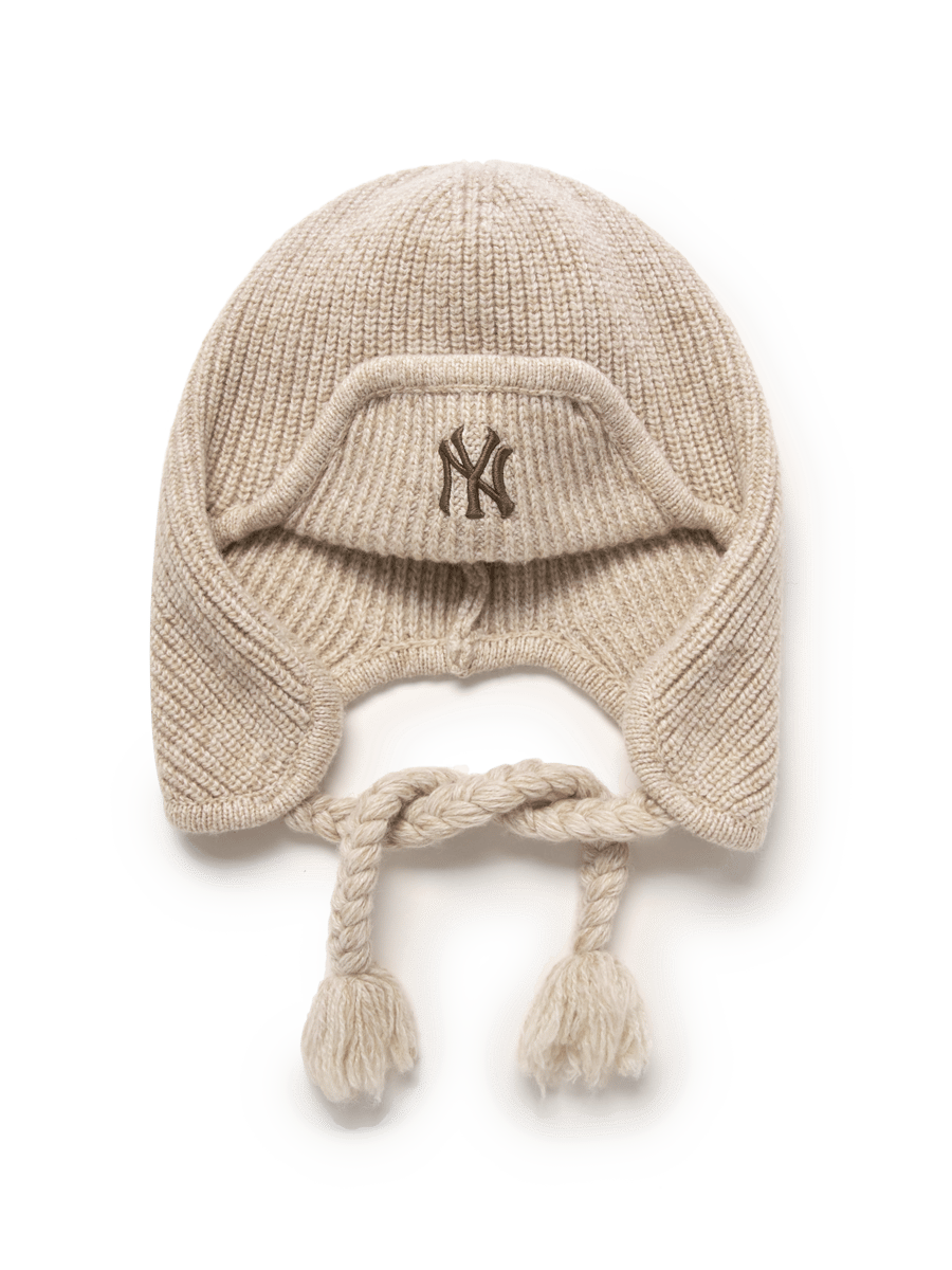 Vintage heathered earflap beanie, New York Yankees