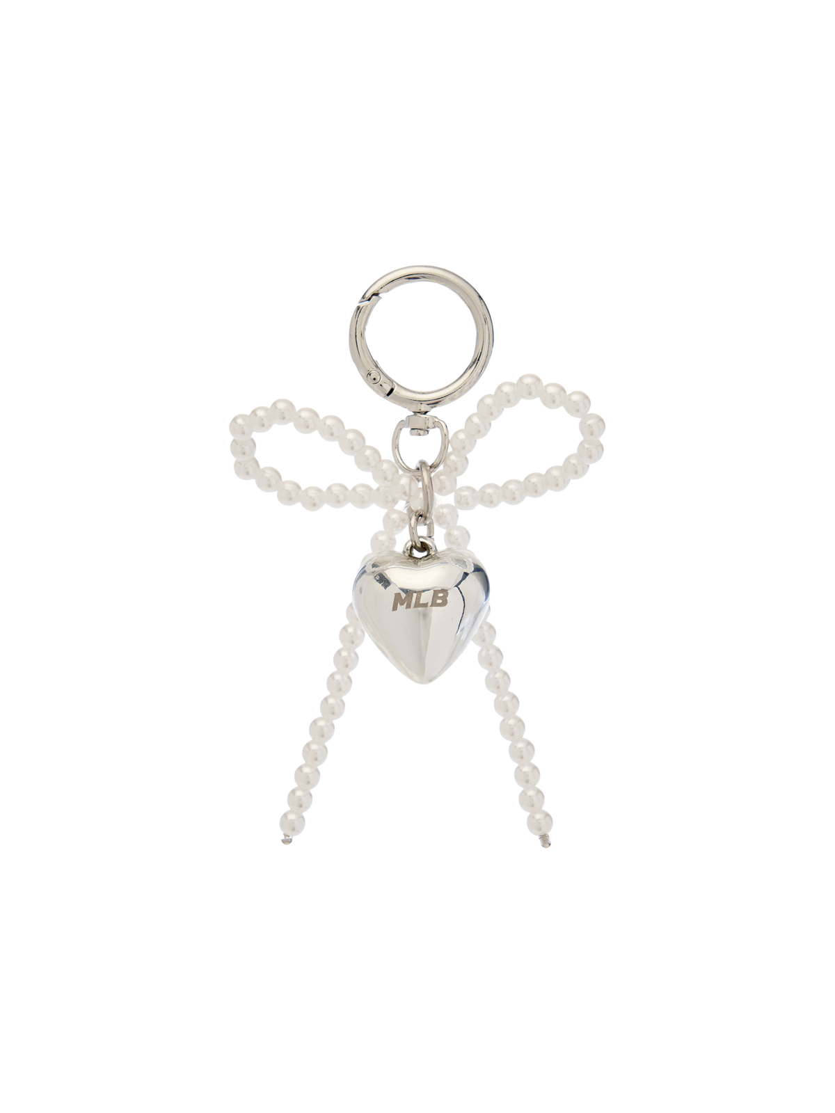 Mlb Pearl Ribbon Heart Charm Keyring