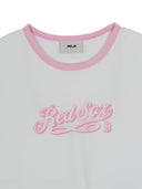 MLB Korea Women's Lettering Slim Semi Crop Linger T-shirts
