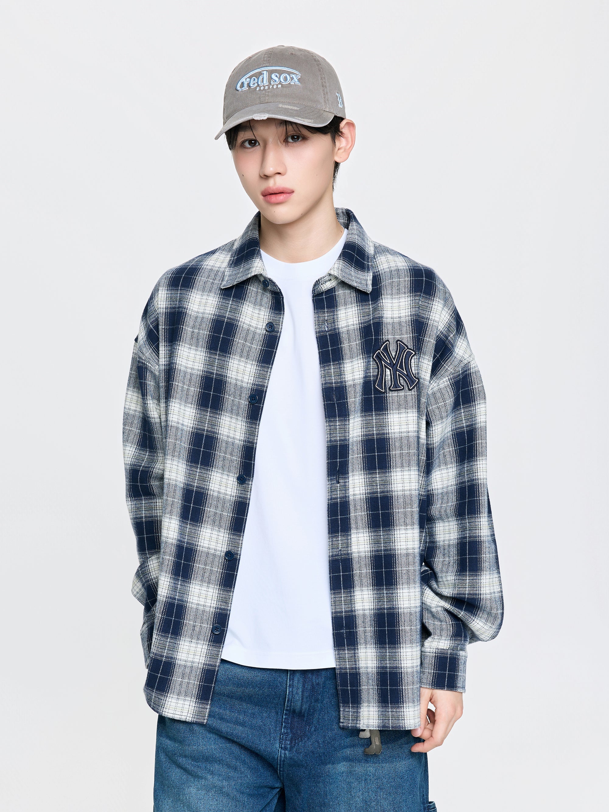 [mlb korea] Basic Cotton Flannel Check Shirts