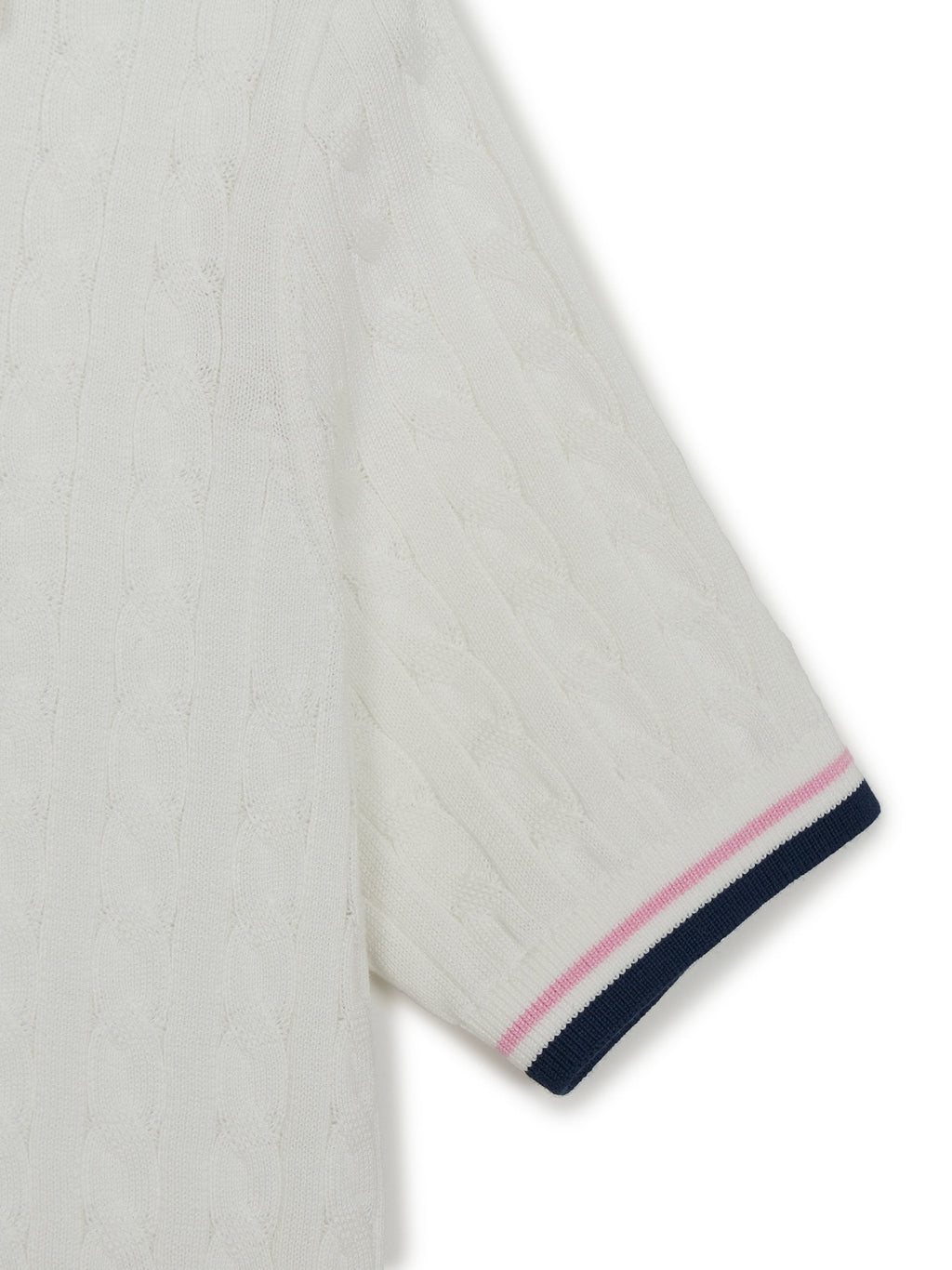MLB Korea Women's Varsity Cable Open Collar Short Sleeve Knit Pullover